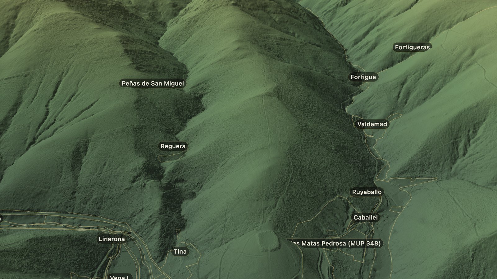Igüeña – 3D relief map of the valley with its traditional place-names