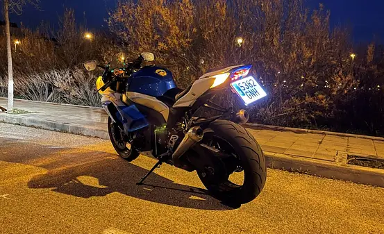 Minimalist smart rear light mounted on motorbike